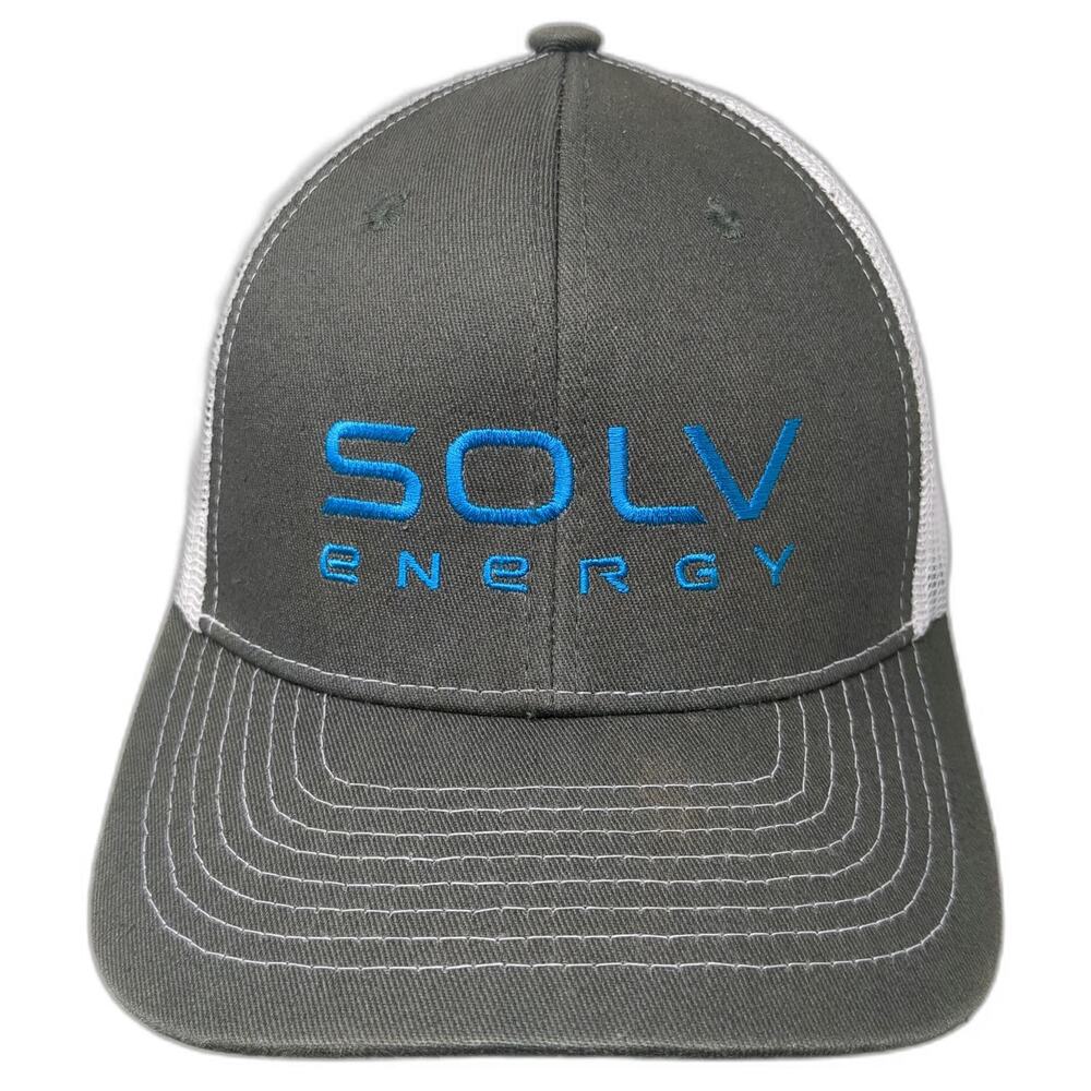 Direct Caps Trucker Hat Gray One Size SOLV Energy Mesh Back Snapback Stitching